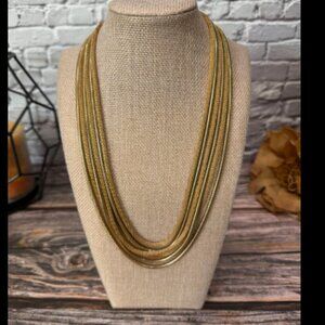 Vintage 6 Stranded Necklace With Gold and Gold Mesh Chains ITM802